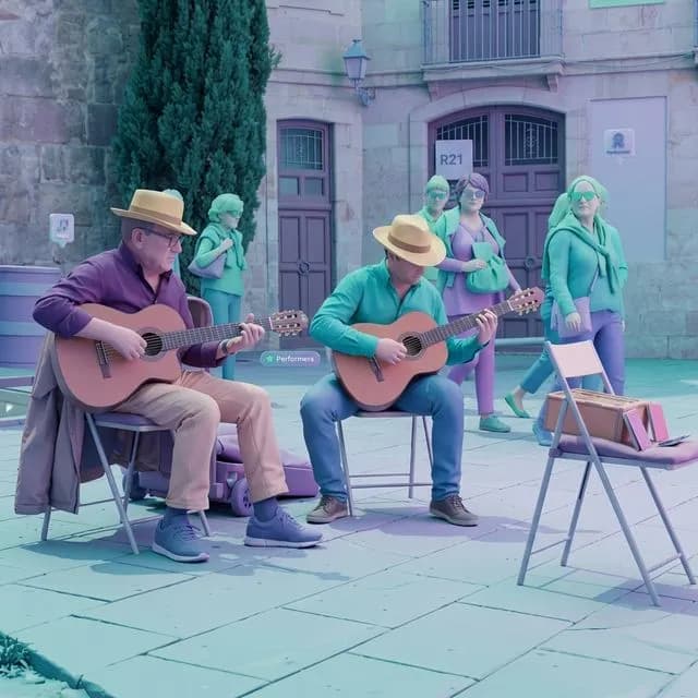 Street music in the cathedral square.